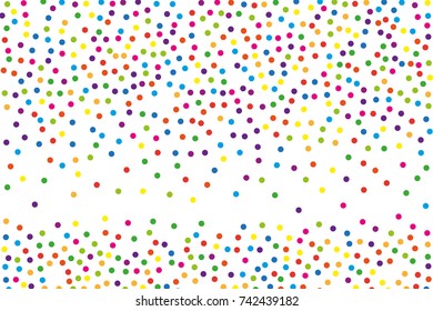 Festival pattern with color round glitter, confetti. Random, chaotic polka dot. Bright background  for party invites, wedding, cards, phone Wallpapers. Vector illustration. Typographic design.