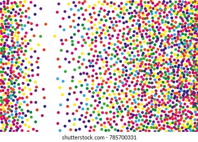 Festival pattern with color round glitter, confetti. Random, chaotic polka dot. Bright background  for party invites, wedding, cards, phone Wallpapers. Vector illustration. Typographic design.