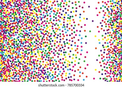 Festival pattern with color round glitter, confetti. Random, chaotic polka dot. Bright background  for party invites, wedding, cards, phone Wallpapers. Vector illustration. Typographic design.