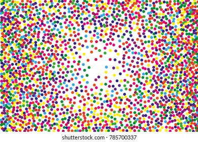 Festival pattern with color round glitter, confetti. Random, chaotic polka dot. Bright background  for party invites, wedding, cards, phone Wallpapers. Vector illustration. Typographic design