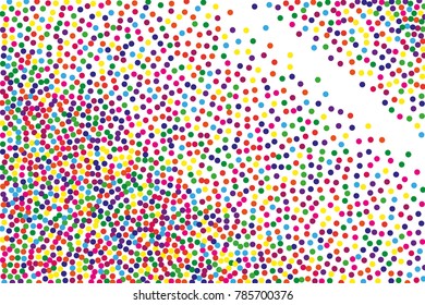 Festival pattern with color round glitter, confetti. Random, chaotic polka dot. Bright background  for party invites, wedding, cards, phone Wallpapers. Vector illustration. Typographic design.