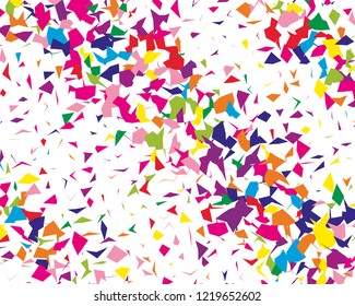 Festival pattern with colorful paper confetti. Bright  background, vector illustration Rectangular horizontal.