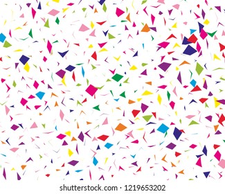 Festival pattern with colorful paper confetti. Bright  background, vector illustration Rectangular horizontal.