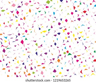 Festival pattern with colorful paper confetti. Bright  background, vector illustration Rectangular horizontal.