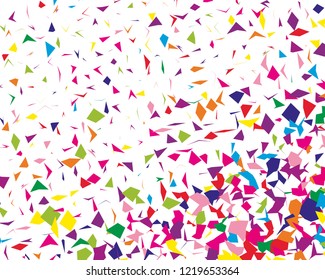 Festival pattern with colorful paper confetti. Bright  background, vector illustration Rectangular horizontal.