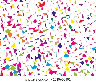 Festival pattern with colorful paper confetti. Bright  background, vector illustration Rectangular horizontal.