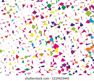 Festival pattern with colorful paper confetti. Bright  background, vector illustration Rectangular horizontal.