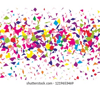 Festival pattern with colorful paper confetti. Bright  background, vector illustration Rectangular horizontal.