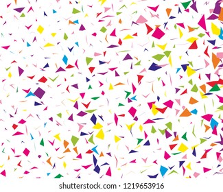 Festival pattern with colorful paper confetti. Bright  background, vector illustration Rectangular horizontal.