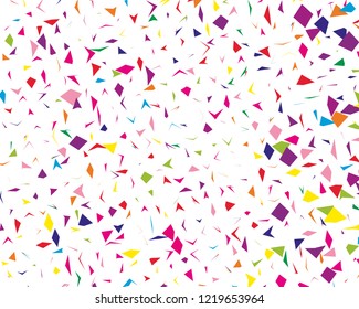 Festival pattern with colorful paper confetti. Bright  background, vector illustration Rectangular horizontal.