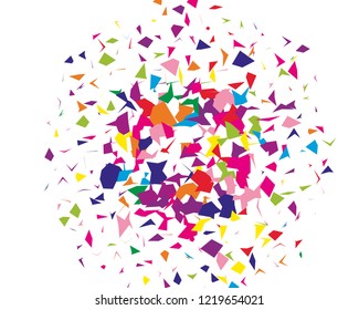 Festival pattern with colorful paper confetti. Bright  background, vector illustration Rectangular horizontal.