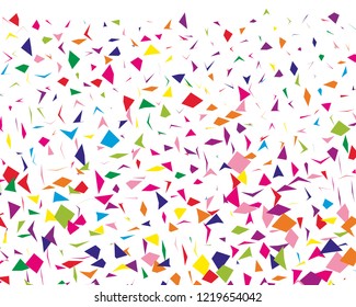 Festival pattern with colorful paper confetti. Bright  background, vector illustration Rectangular horizontal.