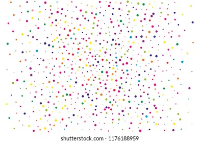 Festival pattern with colorful round glitter, confetti. Random, chaotic polka dot. Bright background  for party invites, wedding, cards, phone Wallpapers. Vector illustration. Typographic design.