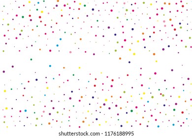 Festival pattern with colorful round glitter, confetti. Random, chaotic polka dot. Bright background  for party invites, wedding, cards, phone Wallpapers. Vector illustration. Typographic design.