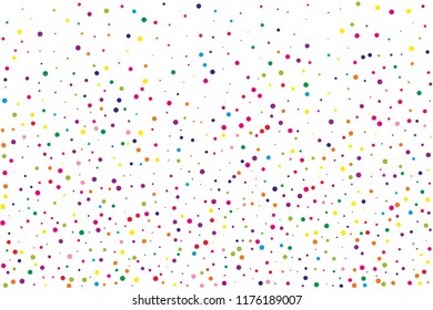 Festival pattern with colorful round glitter, confetti. Random, chaotic polka dot. Bright background  for party invites, wedding, cards, phone Wallpapers. Vector illustration. Typographic design.