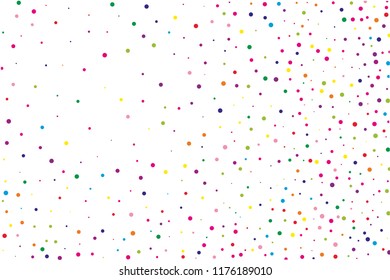 Festival pattern with colorful round glitter, confetti. Random, chaotic polka dot. Bright background  for party invites, wedding, cards, phone Wallpapers. Vector illustration. Typographic design.