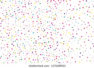 Festival pattern with colorful round glitter, confetti. Random, chaotic polka dot. Bright background  for party invites, wedding, cards, phone Wallpapers. Vector illustration. Typographic design.