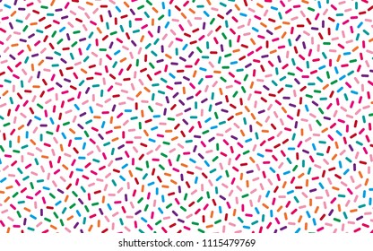 Festival pattern with confetti or donut's glaze, sprinkles. Colorful background, vector illustration