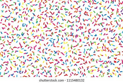 Festival pattern with confetti or donut's glaze, sprinkles. Colorful background, vector illustration