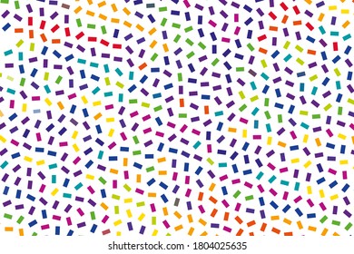 Festival pattern with confetti or donut's glaze, sprinkles. Festive background, vector illustration