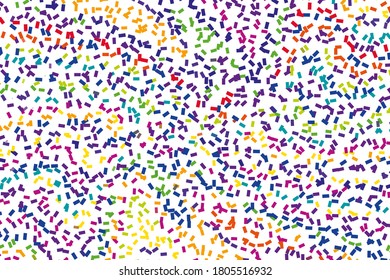 Festival pattern with confetti or donut's glaze, sprinkles. Festive background, vector illustration