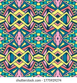 Festival pattern for fabric. Abstract Doodle Geometricstyle seamless pattern ornamental. 