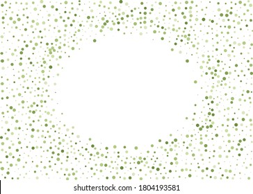Festivalmuster mit grünem Rundglitter, Konfetti. Zufällig, chaotischer Polka-Punkt. heller Hintergrund  für Feierlichkeiten, Hochzeit, Karten, Telefon-Wallpaper. Vektorgrafik. 