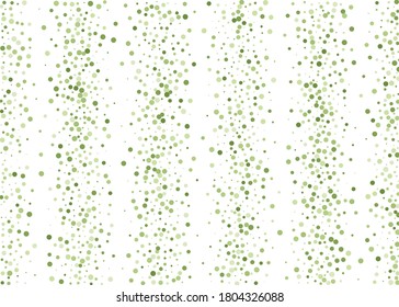 Festival pattern with green round glitter, confetti. Random, chaotic polka dot. Bright background  for party invites, wedding, cards, phone Wallpapers. Vector illustration. 