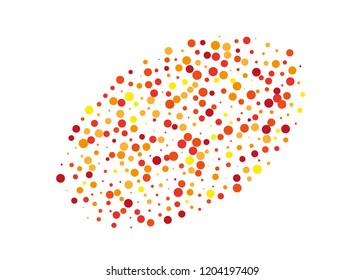 Festival pattern with orange, yellow round glitter, confetti. Random, chaotic polka dot. Bright background  for party invites, autumn backgrounds, Halloween, thanksgiving cards. Vector illustration. 