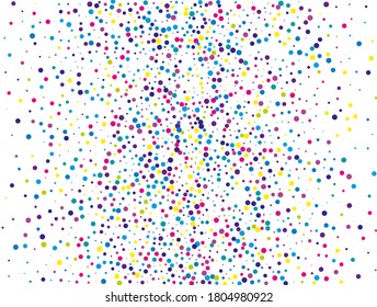 Festival pattern with round glitter, confetti. Random, chaotic polka dot. Bright background  for party invites, wedding, cards, phone Wallpapers. Vector illustration