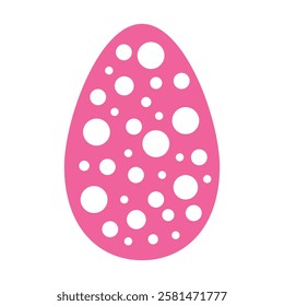 Festival Pink Happy Easter Egg with White Polka Dots Logo Illustration
