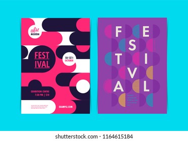 Festival Poster Layout with geometric Shapes. Vector illustration.