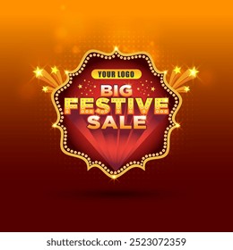 Festival Sale 3D dekorative Logo Design Vektor. Indische, Einzelhandel, Werbung, Werbe-, Marketing Angebote