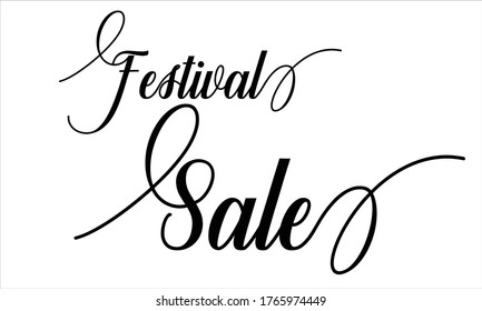 Festival Sale Creative Cursive Typographic Text on White Background