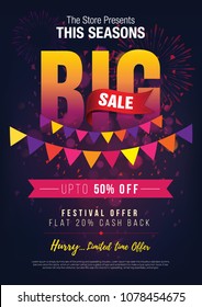 Festival Sale Poster Flyer Layout Template a4 Size - Big Sale Poster Design with 50% Discount