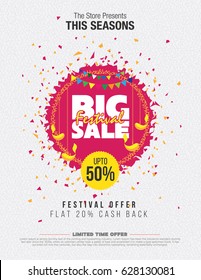 Festival Sale Template with Abstract Background - Big Sale Template Design with 50% Discount Tag