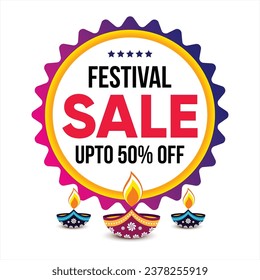 Vector de venta de festival, forma de Diwali, logotipo de venta, elemento de diseño gráfico vectorial