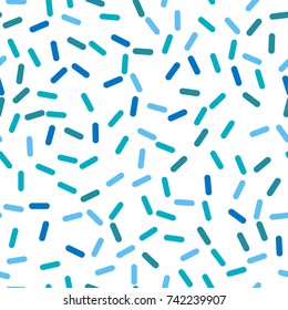 Festival seamless pattern with blue confetti or donut's glaze, sprinkles. Repeating background, vector illustration 