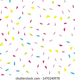 Festival seamless pattern with colorful confetti. Repeating background, vector illustration