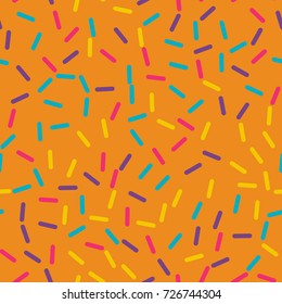 Festival seamless pattern with confetti or donut's glaze, sprinkles. Repeating background, vector illustration