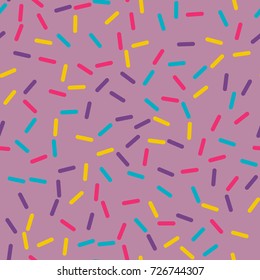 Festival seamless pattern with confetti or donut's glaze, sprinkles. Repeating background, vector illustration