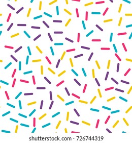 Festival seamless pattern with confetti or donut's glaze, sprinkles. Repeating background, vector illustration 