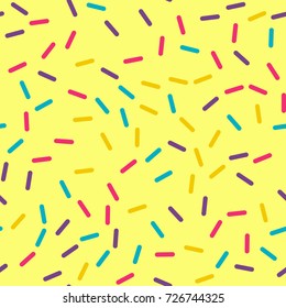 Festival seamless pattern with confetti or donut's glaze, sprinkles. Repeating background, vector illustration