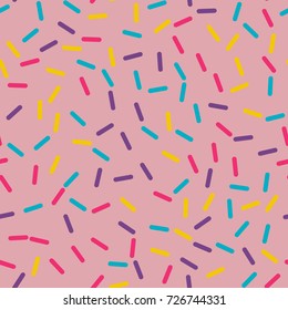 Festival seamless pattern with confetti or donut's glaze, sprinkles. Repeating background, vector illustration