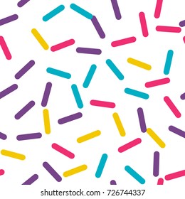 Festival seamless pattern with confetti or donut's glaze, sprinkles. Repeating background, vector illustration 