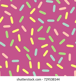 Festival seamless pattern with confetti or donut's glaze, sprinkles. Repeating background, vector illustration