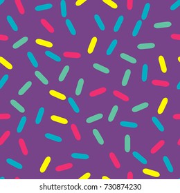 Festival seamless pattern with confetti or donut's glaze, sprinkles. Repeating background, vector illustration