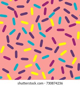 Festival seamless pattern with confetti or donut's glaze, sprinkles. Repeating background, vector illustration