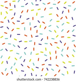 Festival seamless pattern with confetti or donut's glaze, sprinkles. Repeating background, vector illustration  