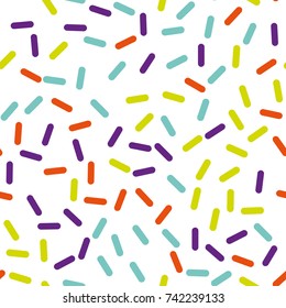 Festival seamless pattern with confetti or donut's glaze, sprinkles. Repeating background, vector illustration 